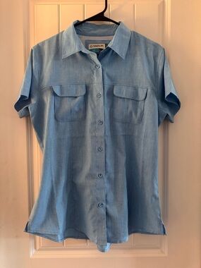 Magellan Fish Gear Classic Fit Moisture wicking fishing blue shirt Women’s Large